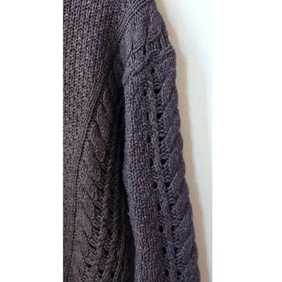 Vince Chocolate Brown Cable Knit Wool and Yak Winter Wool Sweater Small S - Picture 5 of 6